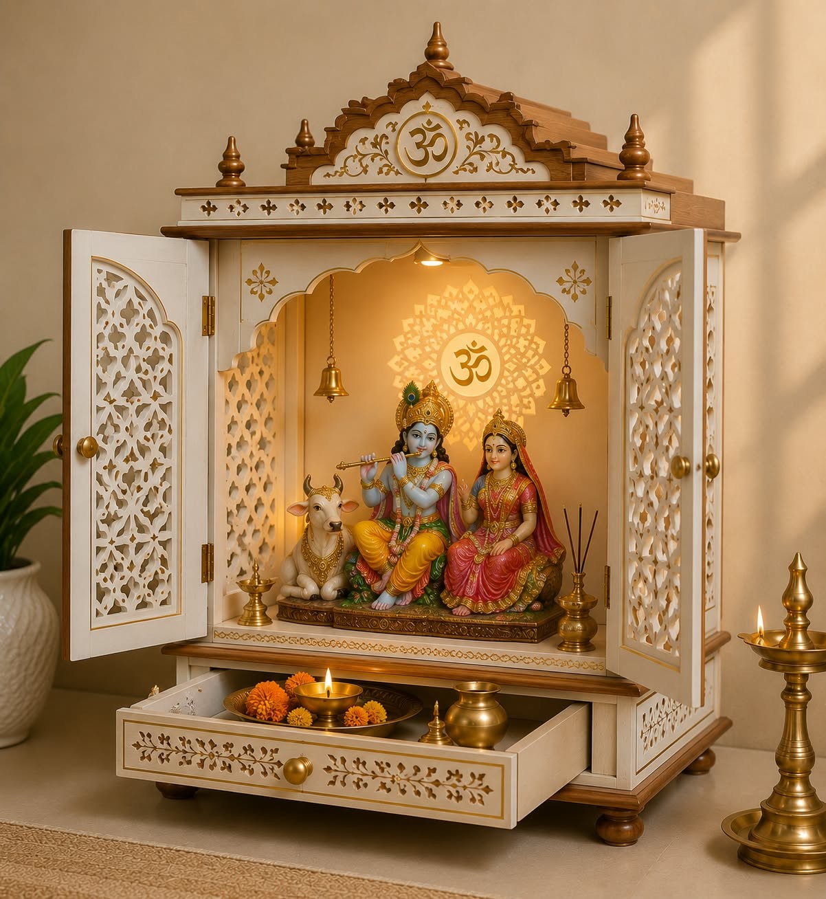 Artisan craftsmanship of wooden mandir