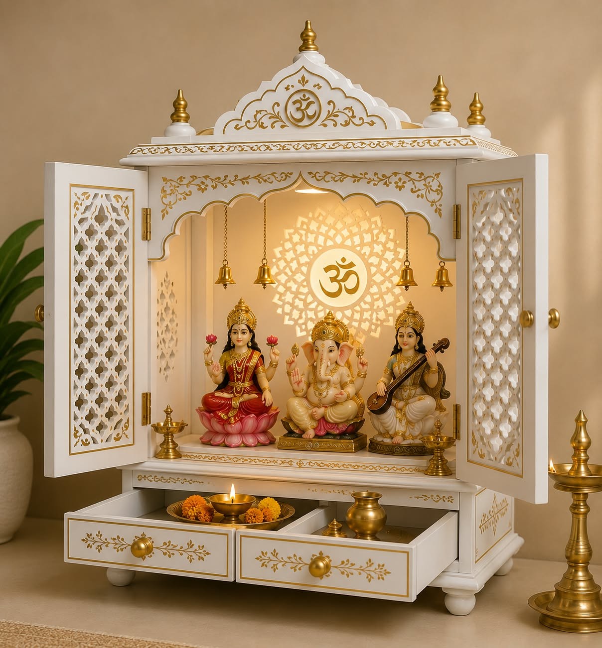 Golden Hour Wooden Mandir