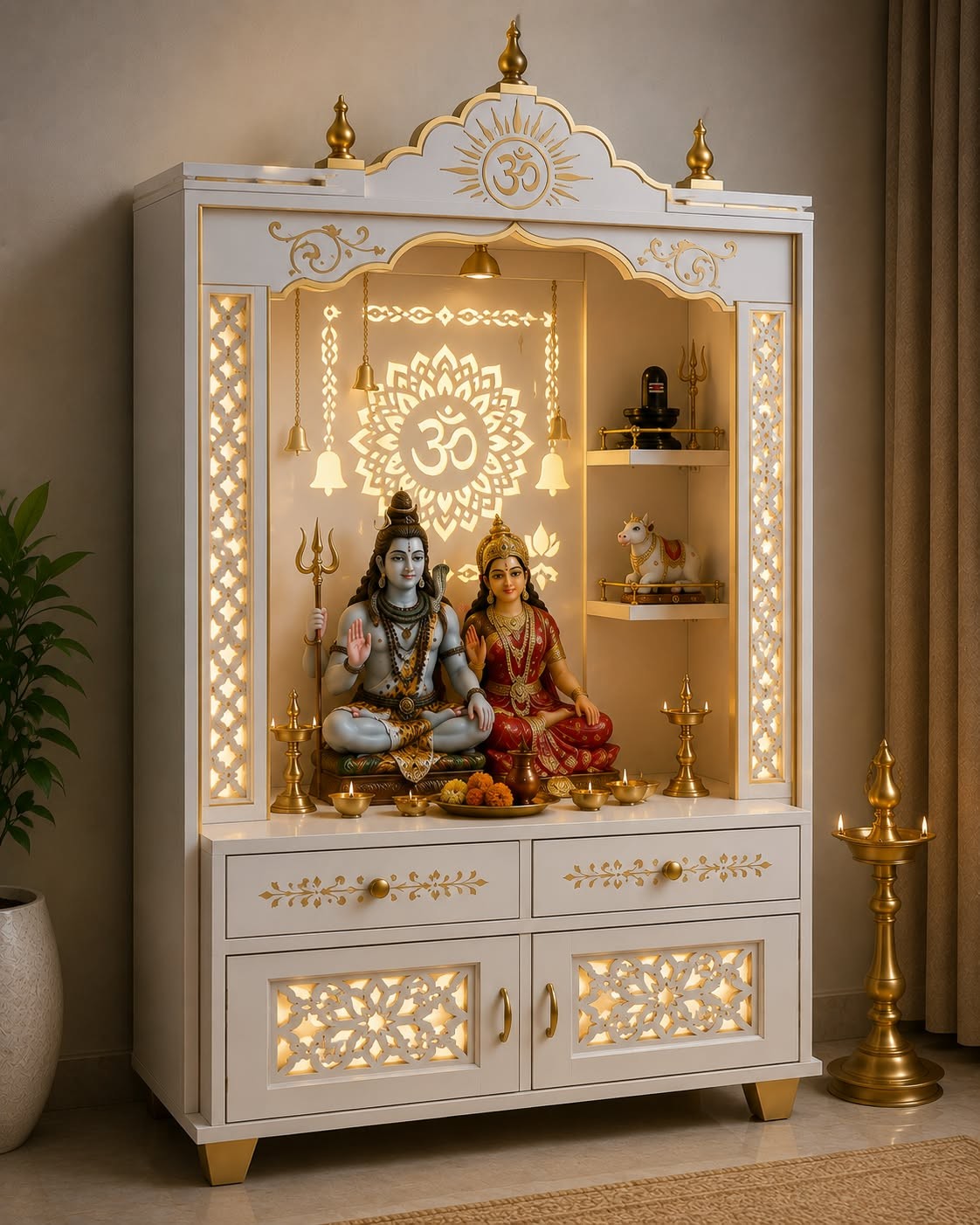 Traditional Indian Wooden Mandir