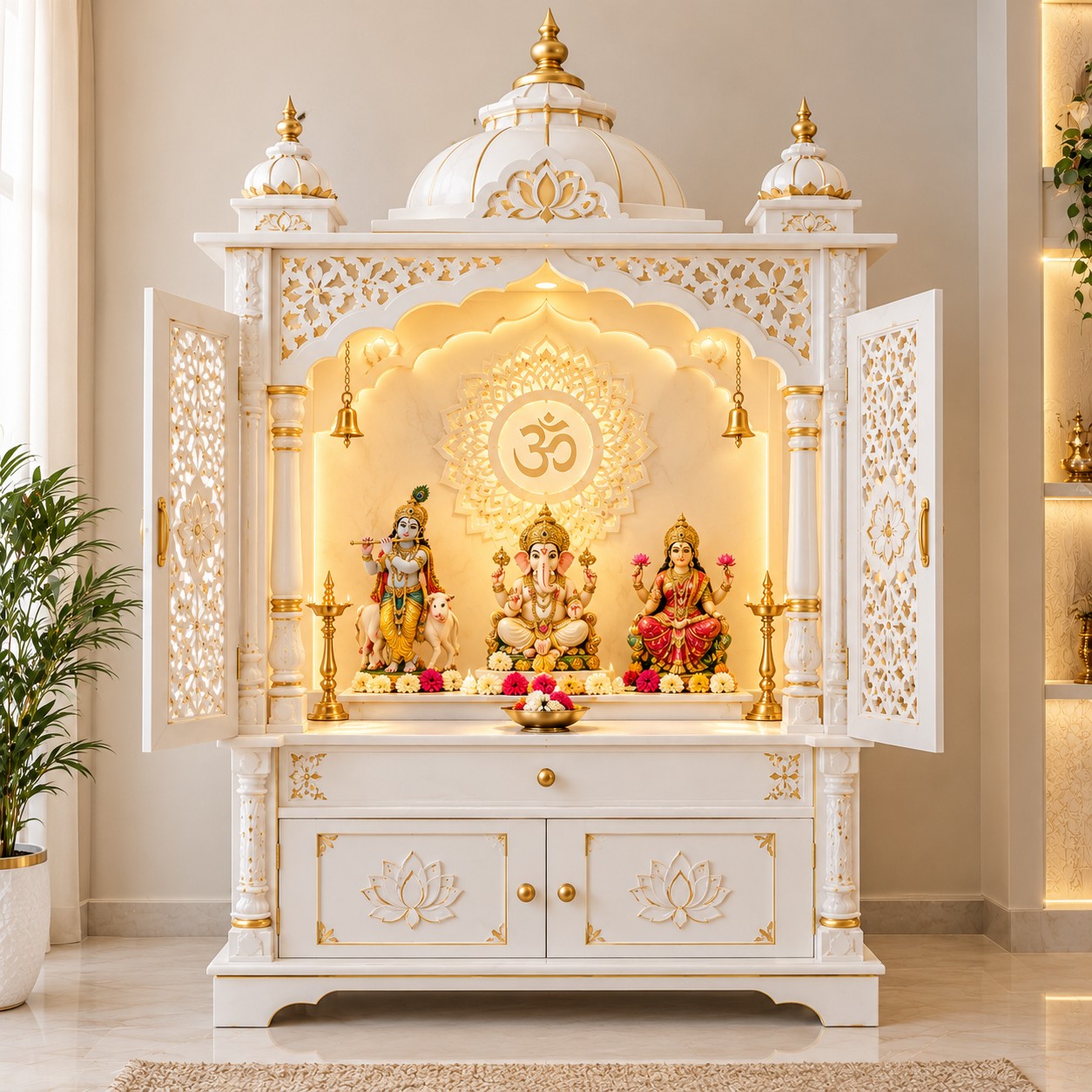 Royal White Gold Divine Mandir